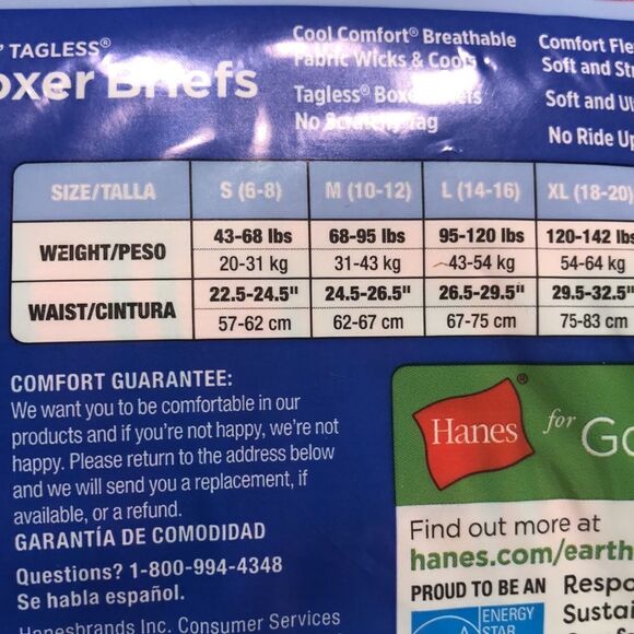 NWT Hanes 5 pair Boys tagless  Boxer Briefs XL - Picture 5 of 5